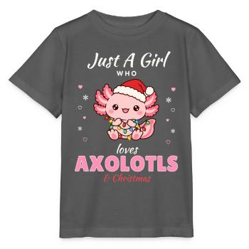 Just a Girl who loves Axolotls & Christmas - Stanley/Stella Kinder T-Shirt MINI CREATOR  - Anthrazit - Vorne - Kain (125cm)