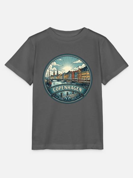 Kopenhagen, Dänemark Reiseabzeichen Nyhavn Souvenir - Stanley/Stella Kinder T-Shirt MINI CREATOR  - Anthrazit