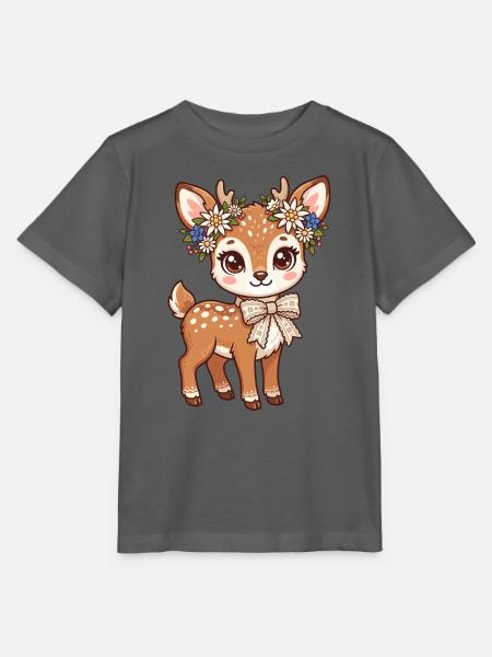 Blumenkranz Reh - Stanley/Stella Kinder T-Shirt MINI CREATOR  - Anthrazit