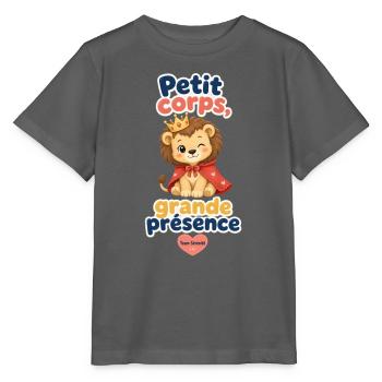 Kleiner umhangter Löwe, königliche Präsenz - Stanley/Stella Kinder T-Shirt MINI CREATOR  - Anthrazit - Vorne - Kain (125cm)