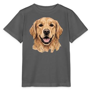 Goldener Retriever Porträt Illustration - Stanley/Stella Kinder T-Shirt MINI CREATOR  - Anthrazit - Vorne - Kain (125cm)