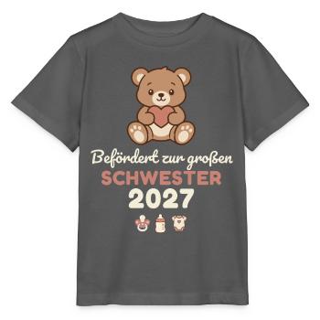 Befördert zur großen Schwester 2027 – Süß - Stanley/Stella Kinder T-Shirt MINI CREATOR  - Anthrazit - Vorne - Kain (125cm)