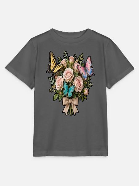 Rosen- und Schmetterlingsstrauß - Stanley/Stella Kinder T-Shirt MINI CREATOR - Anthrazit