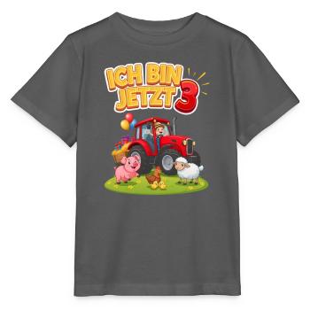 Ich bin jetzt 3 Traktor Bauernhof Geburtstag - Stanley/Stella Kinder T-Shirt MINI CREATOR  - Anthrazit - Vorne - Kain (125cm)