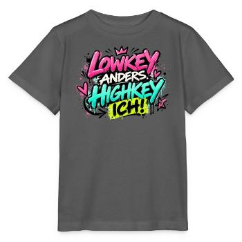 Lowkey Anders Highkey Ich Graffiti - Stanley/Stella Kinder T-Shirt MINI CREATOR  - Anthrazit - Vorne - Kain (125cm)