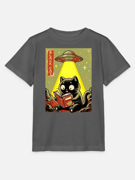 Leseabend unter UFO Lichtkatze - Stanley/Stella Kinder T-Shirt MINI CREATOR - Anthrazit
