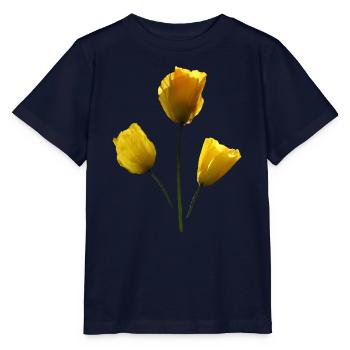 gelbe Mohnblumen gelber Mohn - Stanley/Stella Kinder T-Shirt MINI CREATOR  - Navy - Vorne - Kain (125cm)