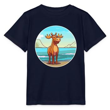 Elch Aquarell Cartoon Kawaii Clipart Tier - Stanley/Stella Kinder T-Shirt MINI CREATOR  - Navy - Vorne - Kain (125cm)