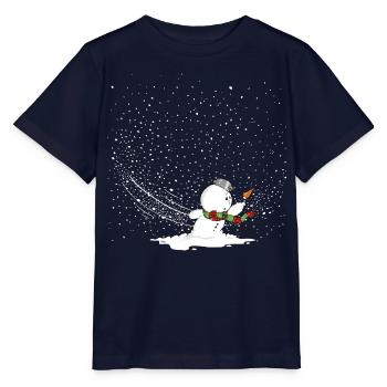 Schneemann im Sturm - Stanley/Stella Kinder T-Shirt MINI CREATOR  - Navy - Vorne - Kain (125cm)