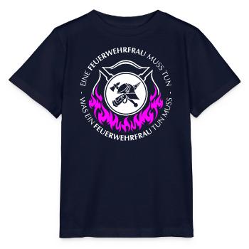Eine Feuerwehrfrau muss tun hell - Stanley/Stella Kinder T-Shirt MINI CREATOR  - Navy - Vorne - Kain (125cm)