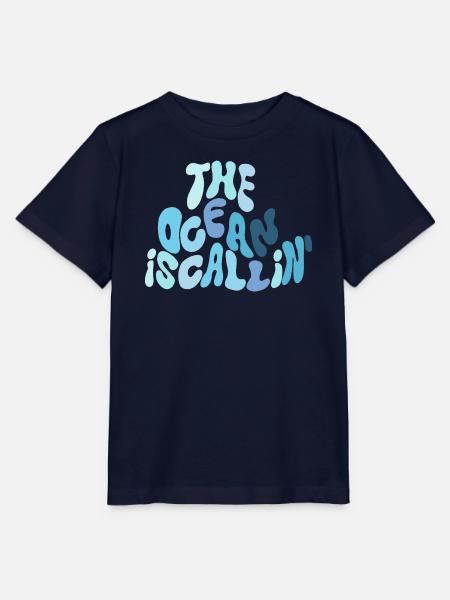 Der Ozean ruft – Wellen-Typografie in Blau - Stanley/Stella Kinder T-Shirt MINI CREATOR  - Navy