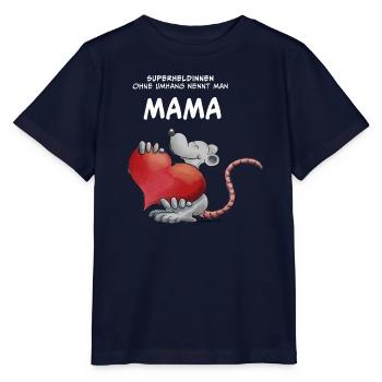 Superheldinnen ohne Umhang nennt man MAMA - Stanley/Stella Kinder T-Shirt MINI CREATOR  - Navy - Vorne - Kain (125cm)