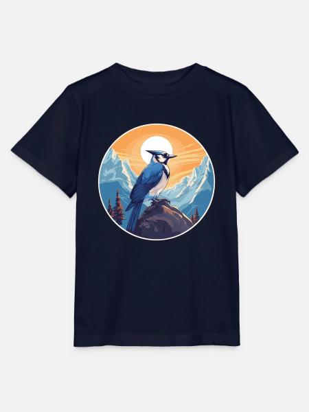 Blauer Eichelhäher Aquarell Karikatur Kawaii Haustier Tier Colo - Stanley/Stella Kinder T-Shirt MINI CREATOR  - Navy