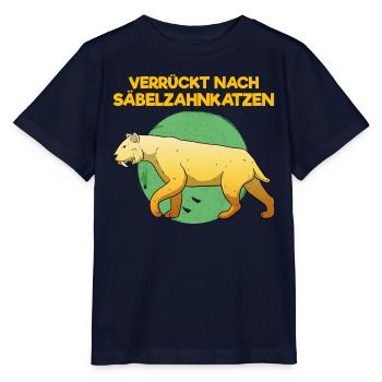 Säbelzahnkatze Säbelzahntiger Steinzeit Archäologe - Stanley/Stella Kinder T-Shirt MINI CREATOR  - Navy - Vorne - Kain (125cm)