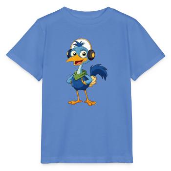 Emu Lustige Zeichentrickfigur Kopfhörermusik - Stanley/Stella Kinder T-Shirt MINI CREATOR  - Blau - Vorne - Taisha (125cm)