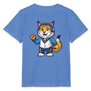 Luchs Lustige Zeichentrickfigur Kopfhörermusik - Stanley/Stella Kinder T-Shirt MINI CREATOR  - Blau - Vorne - Taisha (125cm)