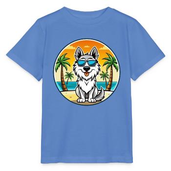 Carpathian Shepherd Dog Breed Cartoon Sunglasses - Stanley/Stella MINI CREATOR Kids’ T-Shirt - bright blue - Front - Taisha (125cm)