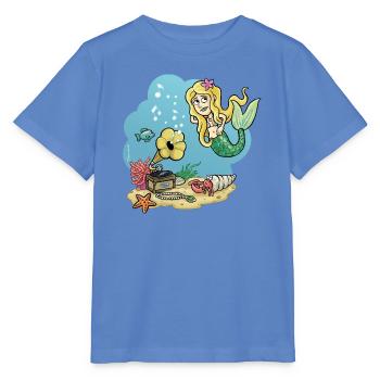 Meerjungfrau mit Grammophone, Unterwasserwelt - Stanley/Stella Kinder T-Shirt MINI CREATOR  - Blau - Vorne - Taisha (125cm)