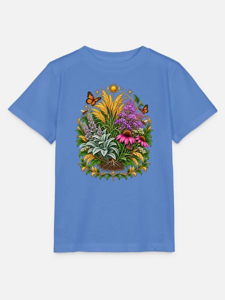 Wiesenkranz: Blumen, Schmetterlinge - Stanley/Stella Kinder T-Shirt MINI CREATOR  - Blau