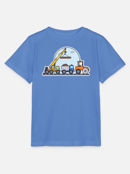 Baustelle: Kran, Kipper und Straßenwalze - Stanley/Stella Kinder T-Shirt MINI CREATOR  - Blau