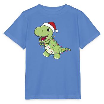 Dinosaurier Weihnachten Schnee Winter T-Rex Dino - Stanley/Stella Kinder T-Shirt MINI CREATOR  - Blau - Vorne - Taisha (125cm)