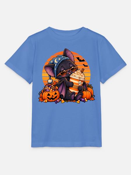Halloween Fledermaus-Arzt mit Kaffee - Stanley/Stella Kinder T-Shirt MINI CREATOR - Blau
