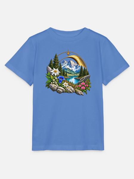 Bergsee-Landschaft im Goldring - Stanley/Stella Kinder T-Shirt MINI CREATOR  - Blau