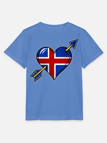 Island Flagge Herz mit Pfeil - Stanley/Stella Kinder T-Shirt MINI CREATOR - Blau