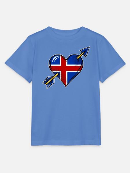 Island Flagge Herz mit Pfeil - Stanley/Stella Kinder T-Shirt MINI CREATOR - Blau