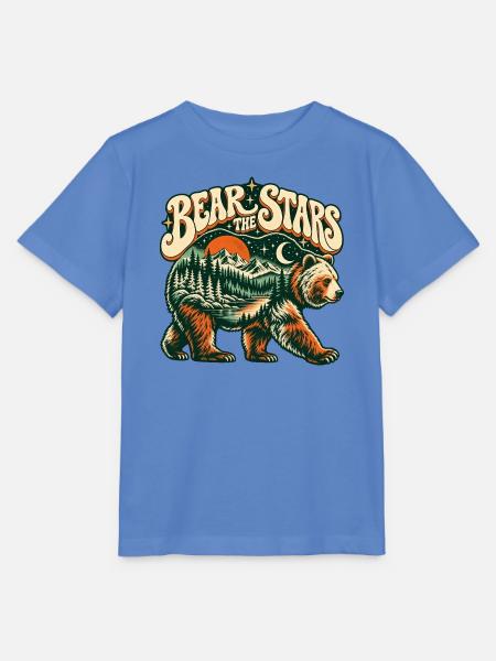 Bär unter Sternen – Berglandschaft Retro - Stanley/Stella Kinder T-Shirt MINI CREATOR  - Blau