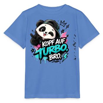 KopfAufTurbo Panda Bro - Stanley/Stella Kinder T-Shirt MINI CREATOR  - Blau - Vorne - Taisha (125cm)