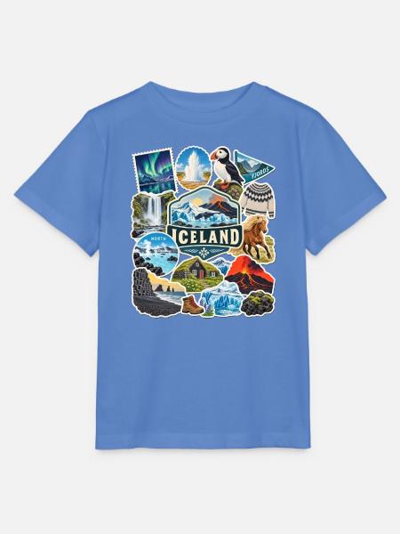 Island Reisesticker - Stanley/Stella Kinder T-Shirt MINI CREATOR  - Blau