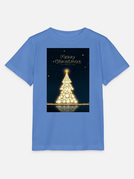 Goldener Weihnachtsbaum, isoliert am Sternenhimmel - Stanley/Stella Kinder T-Shirt MINI CREATOR - Blau