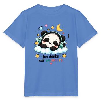 Panda Traum auf Wolke mit Kopfhörern - Stanley/Stella Kinder T-Shirt MINI CREATOR  - Blau - Vorne - Taisha (125cm)