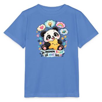 Kawaii-Panda mit bunten Gedankenblasen - Stanley/Stella Kinder T-Shirt MINI CREATOR  - Blau - Vorne - Taisha (125cm)
