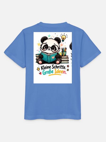 Kleine Schritte Große Ideen Panda - Stanley/Stella Kinder T-Shirt MINI CREATOR - Blau