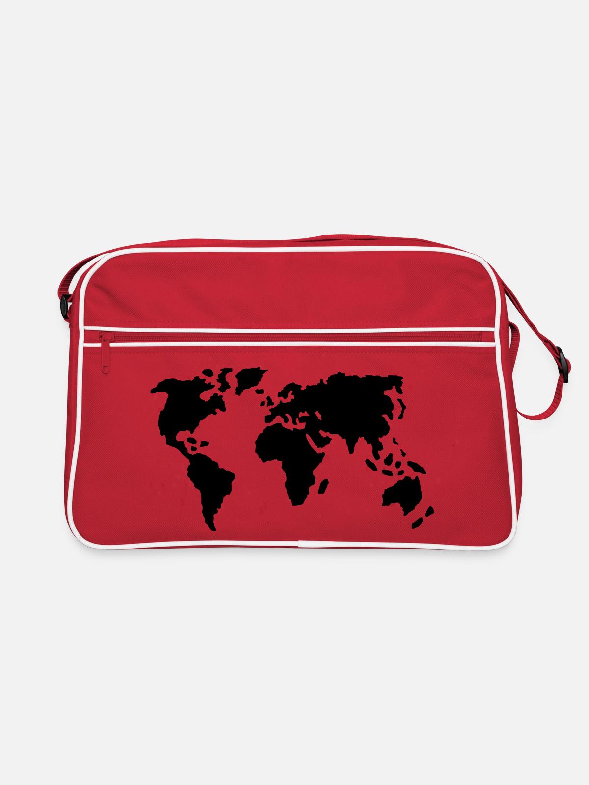 Welt - Retro Tasche - Rot/Weiß - Vorne