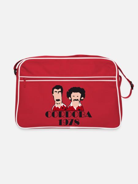 Cordoba 1978 Fussball Retro Geschenk Shirt - Retro Tasche - Rot/Weiß