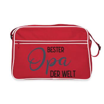 Bester Opa der Welt - Spruchdesign - Retro Tasche - Rot/Weiß - Vorne