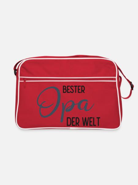 Bester Opa der Welt - Spruchdesign - Retro Tasche - Rot/Weiß - Vorne