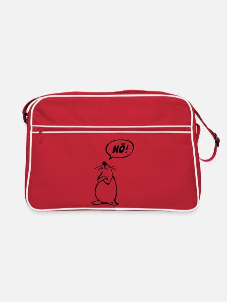 Nö Maus schwarz NÖ - Retro Tasche - Rot/Weiß