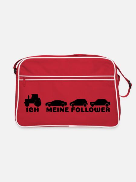 Ich meine Follower  - Retro Tasche - Rot/Weiß - Vorne