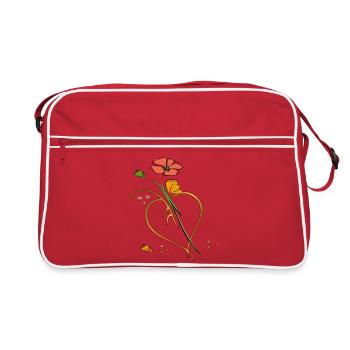 Flowers, flower with leaf in the shape of a heart - Retro Bag - red/white - Front