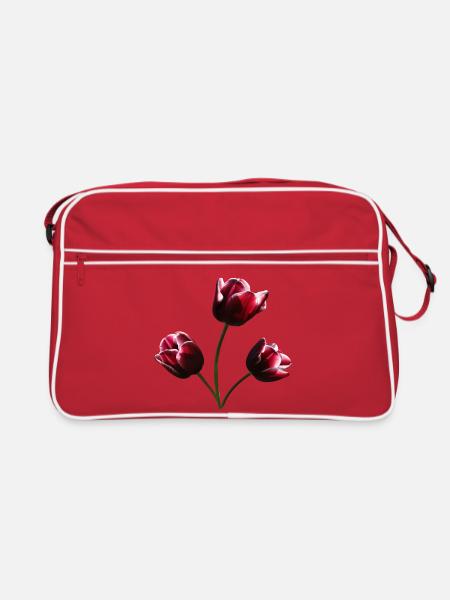 Tulpen weinrote Tulpe - Retro Tasche - Rot/Weiß