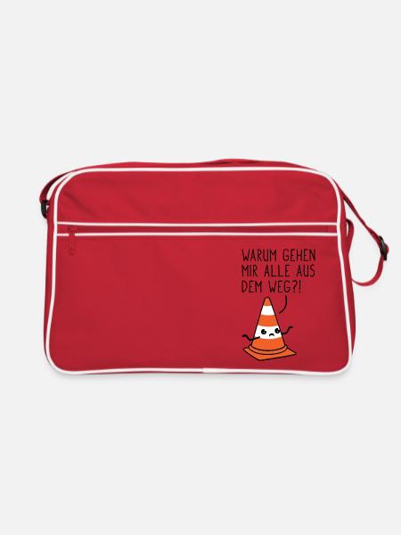 Einsame Pylone - Retro Tasche - Rot/Weiß