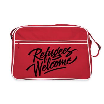 refugees welcome black - Retro Bag - red/white - Front
