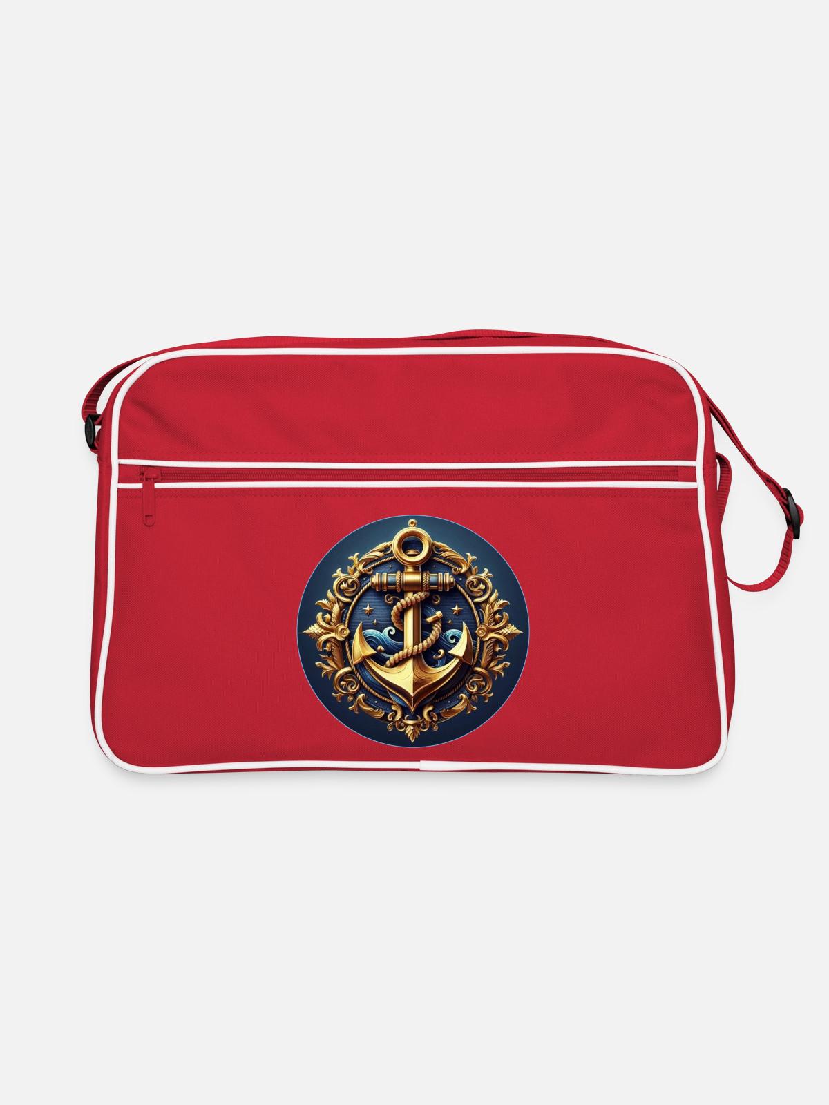 Anker Logo - Retro Tasche - Rot/Weiß - Vorne
