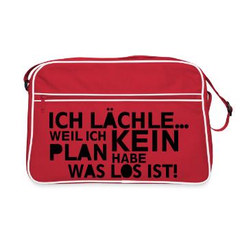Ich lächle kein Plan - Retro Tasche - Rot/Weiß - Vorne