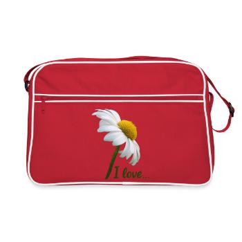 Margeriten I love weiße Blume Margerite - Retro Tasche - Rot/Weiß - Vorne