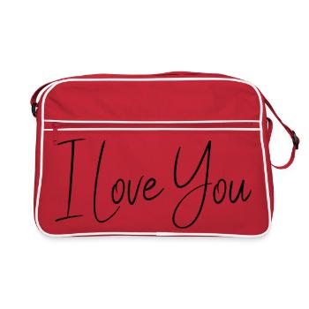 VALENTINSTAG. ICH LIEBE DICH. ICH LIEBE DICH. LIEBE. LIEBE - Retro Tasche - Rot/Weiß - Vorne